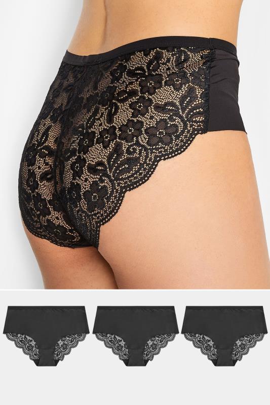 Tall  LTS 3 PACK Black Lace Back Full Briefs