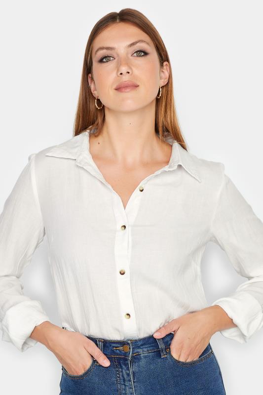  LTS Tall White Long Sleeve Linen Blend Shirt