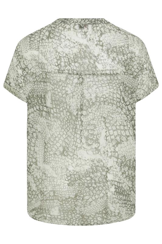 Plus Size Grey Animal Print Grown On Sleeve Chiffon Shirt | Yours Clothing 7