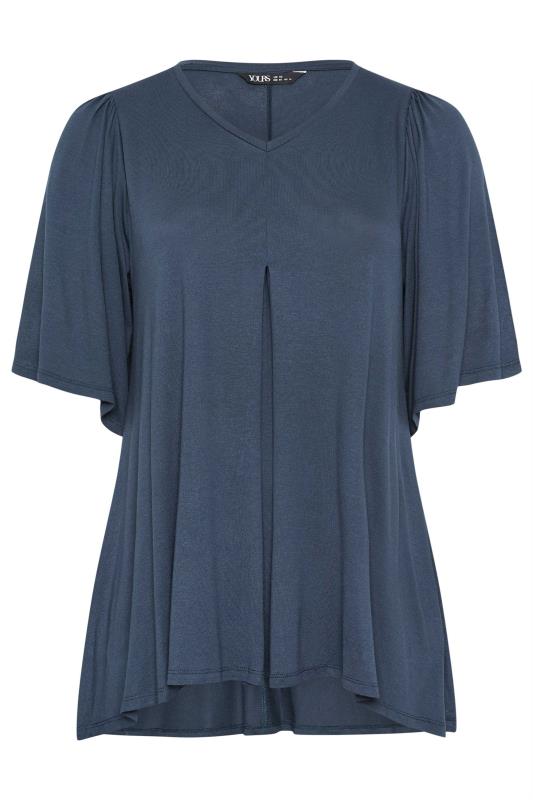 YOURS Plus Size Blue Pleated Swing Top | Yours Clothing 5
