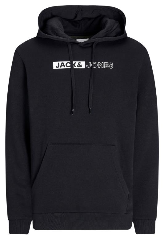 JACK & JONES Big & Tall Black Logo Long Sleeve Hoodie | BadRhino 2