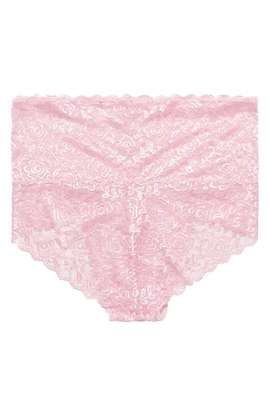 YOURS Curve Light Pink Hi Shine Lace Deep Waistband Full Briefs | Yours Clothing 4