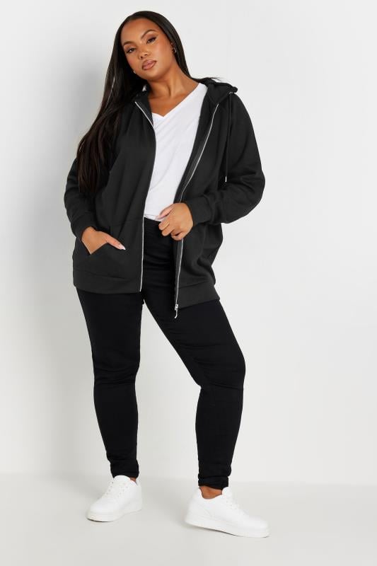 YOURS Plus Size Black Essential Zip Through Hoodie Yours Clothing