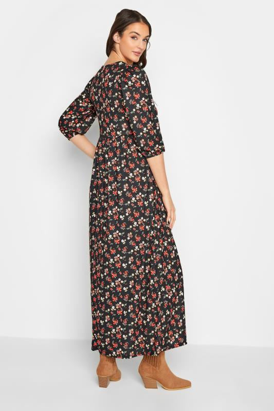 LTS Tall Women's Black & Red Floral Print Maxi Dress | Long Tall Sally 3