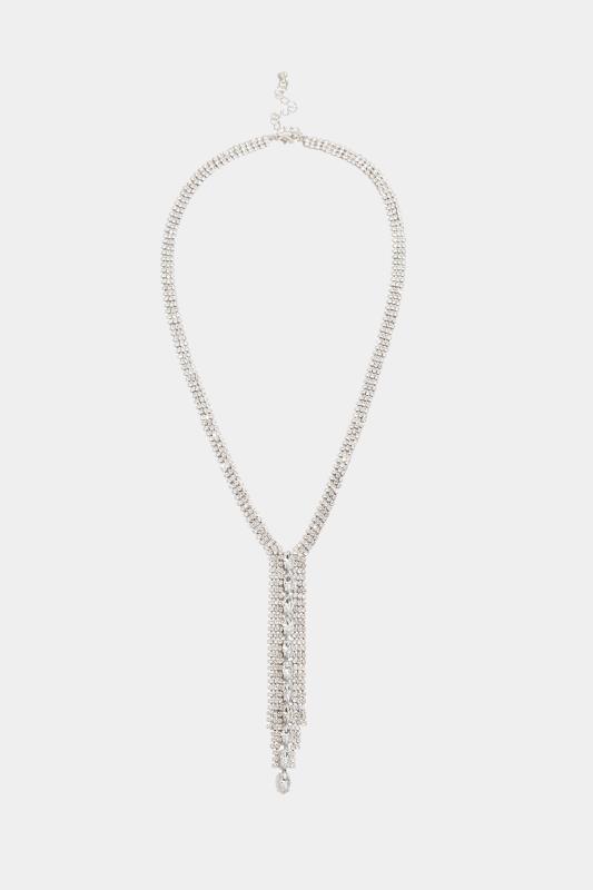  Silver Tone Diamante Necklace