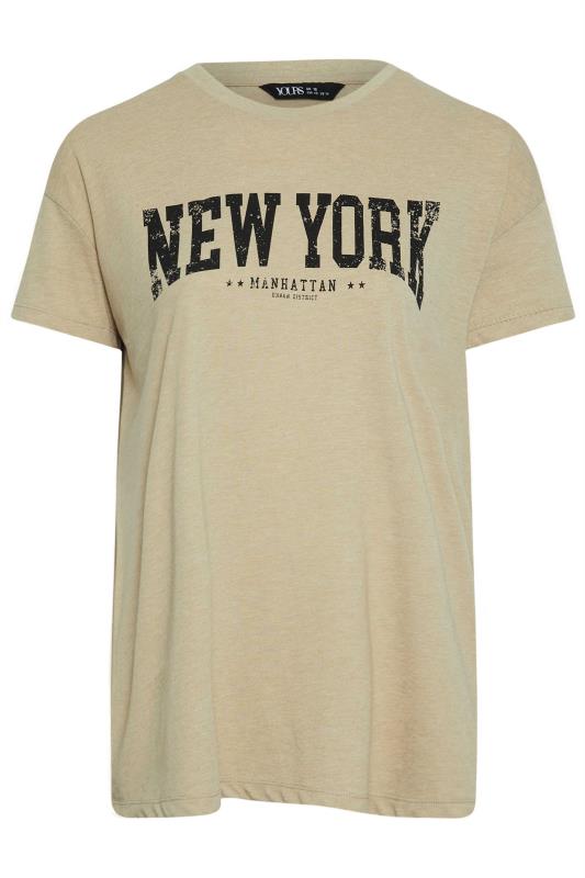 YOURS Curve Beige Brown 'New York' Slogan T-Shirt | Yours Clothing  5