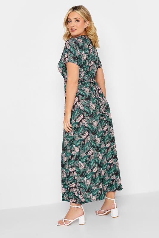 YOURS Curve Plus Size Black Leaf Print Maxi Wrap Dress | Yours Clothing  3