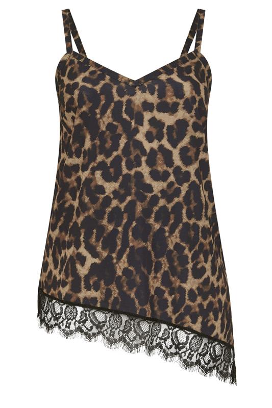 LIMITED COLLECTION Plus Size Chocolate Brown Leopard Asymmetric Vest Top | Yours Clothing 5