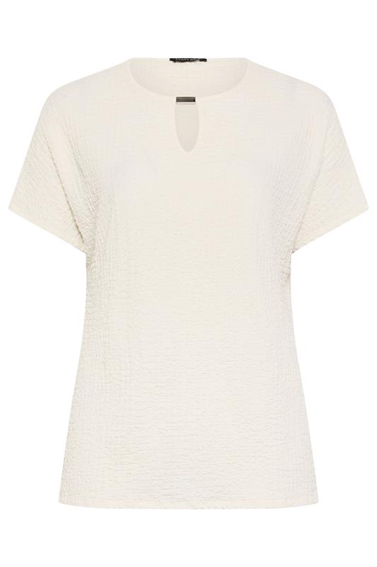 EVANS Curve White Grown On Sleeve Textured Top | Evans 5