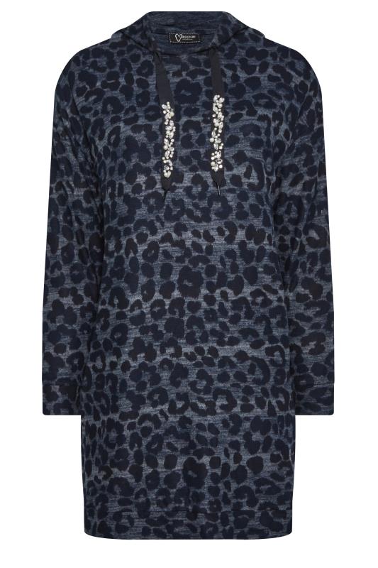 YOURS LUXURY Plus Size Curve Blue Leopard Print Jumper Dress | Yours Clothing 7