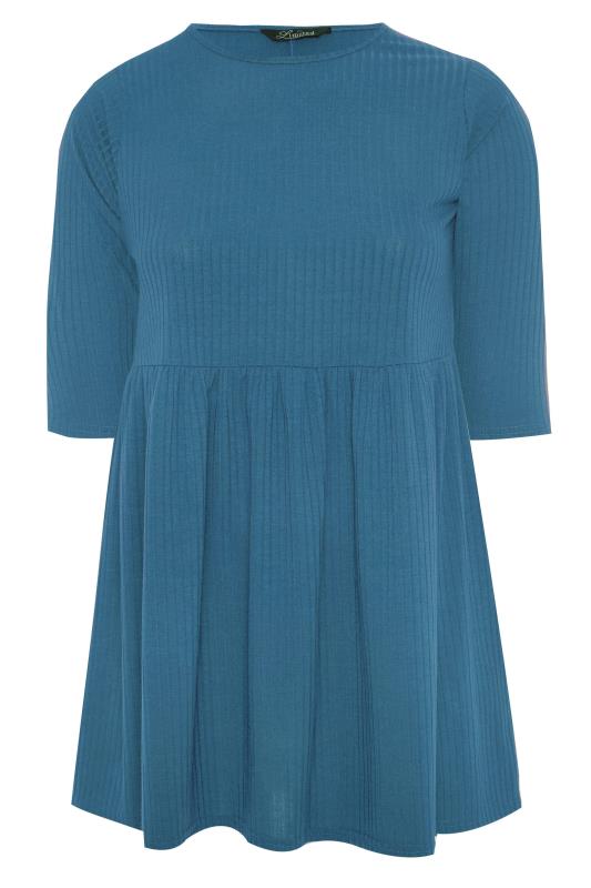LIMITED COLLECTION Blue Ribbed Smock Top_F.jpg