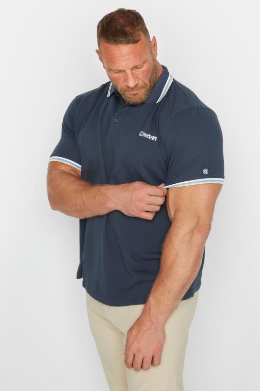 Men's  LAMBRETTA Big & Tall Navy Blue Tipped Polo Shirt