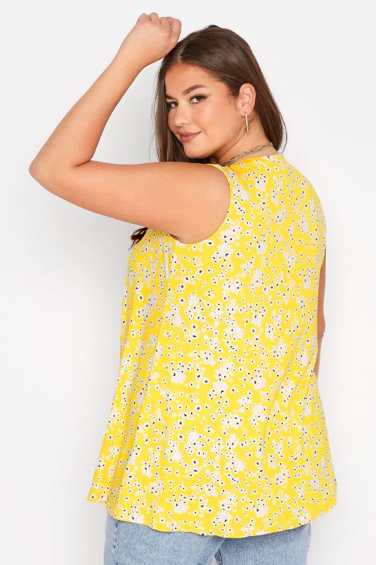 Plus Size Yellow Floral Swing Vest Top | Yours Clothing 3