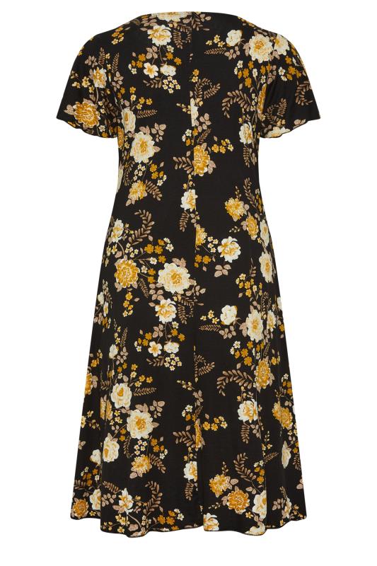 YOURS Plus Size Black Floral Print Lace Detail Dress | Yours Clothing 7