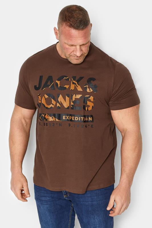 Men's  JACK & JONES Big & Tall Brown 'Expedition' Logo T-Shirt