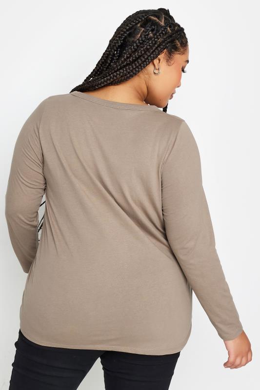 YOURS Plus Size Stone Brown Long Sleeve Top | Yours Clothing 3