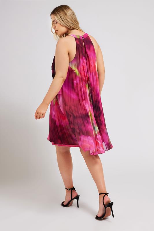 YOURS LONDON Plus Size Pink Floral Print Halter Neck Dress | Yours Clothing 4