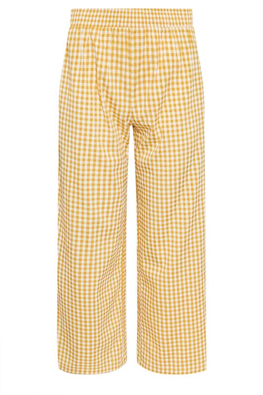 PixieGirl Petite Women's Yellow Gingham Wide Leg Trousers | PixieGirl 6