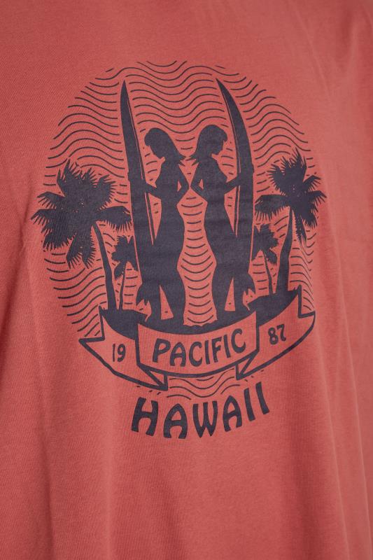 ESPIONAGE Big & Tall Orange Hawaii Print T-Shirt 2