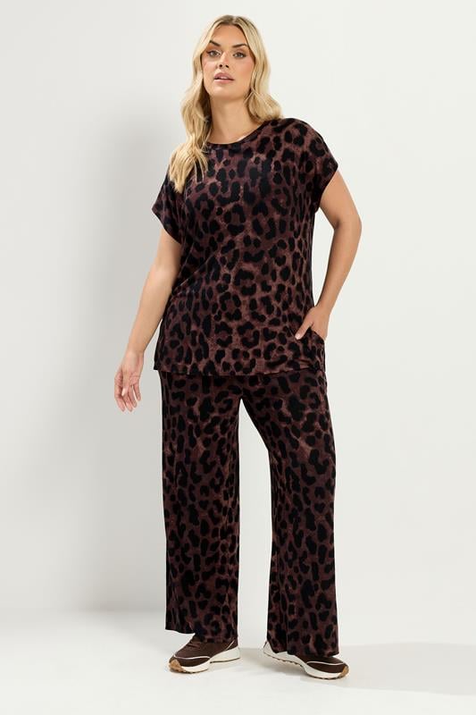 YOURS Plus Size Brown Leopard T-Shirt | Yours Clothing 2