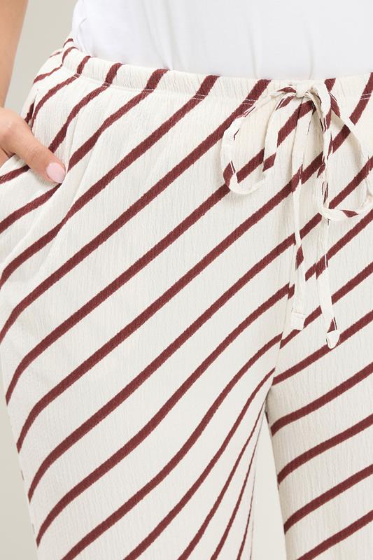 YOURS Plus Size  Natural Brown Stripe Wide Leg Trousers | Yours Clothing 4