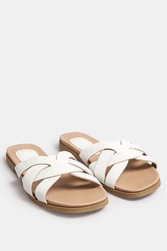 White Woven Mule Sandals In Extra Wide EEE Fit | Yours Clothing 2