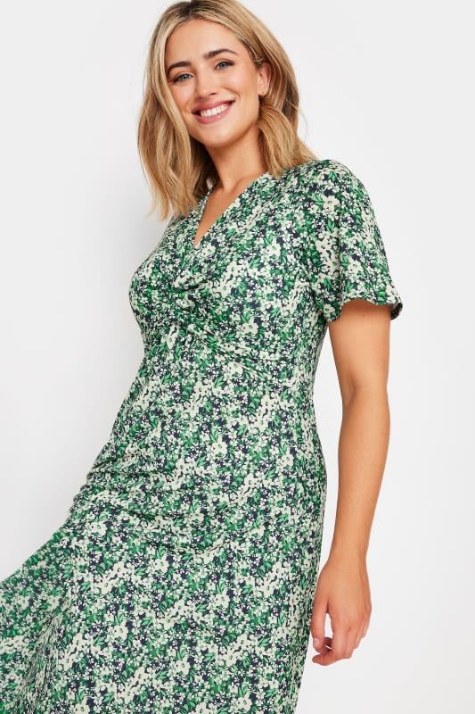 M&Co Green Ditsy Floral Print Twist Front Jersey Dress | M&Co 5