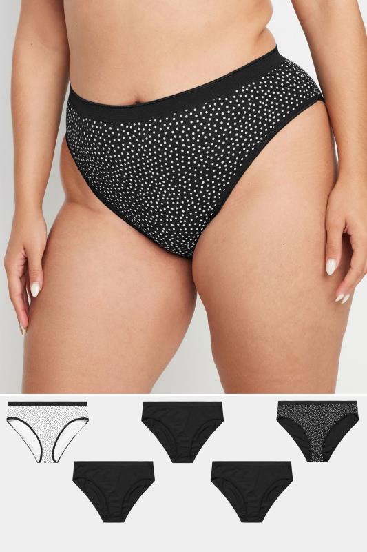 Plus Size  YOURS 5 PACK Curve Black High Leg Knickers