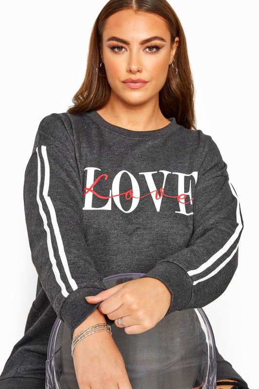 Charcoal Grey Love Slogan Varsity 