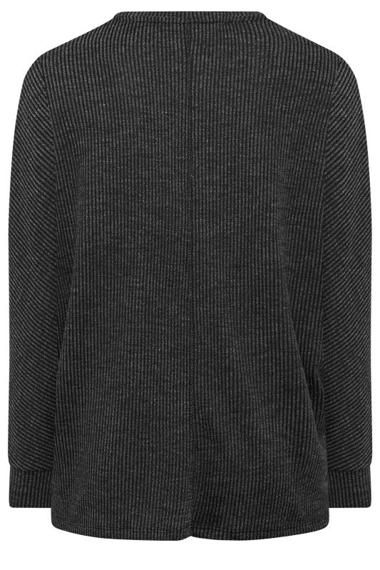 Plus Size Charcoal Grey Ribbed Soft Touch Top | Yours Clothing 7