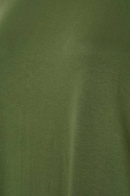 Curve Khaki Green Grown On Sleeve Dip Back T-Shirt_S.jpg