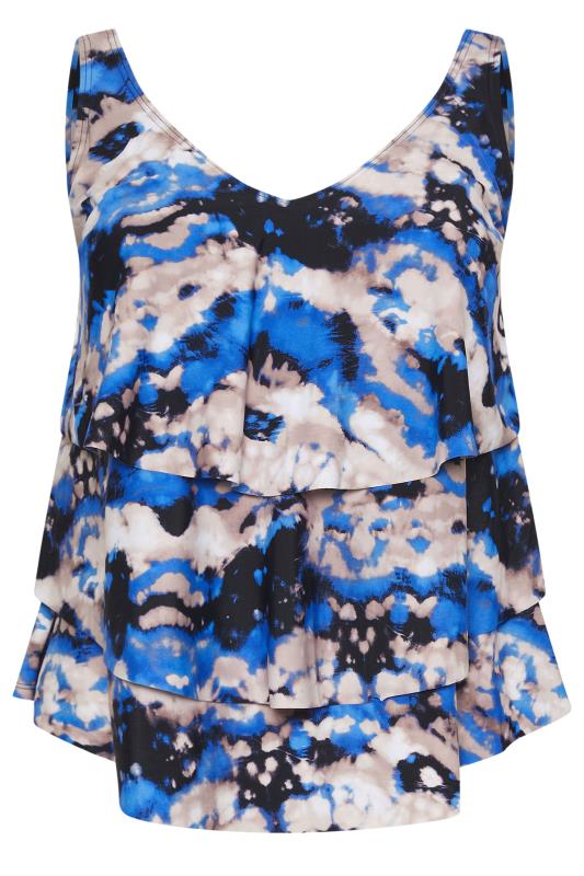 Evans Blue Wave Print Tiered Tankini Top 7