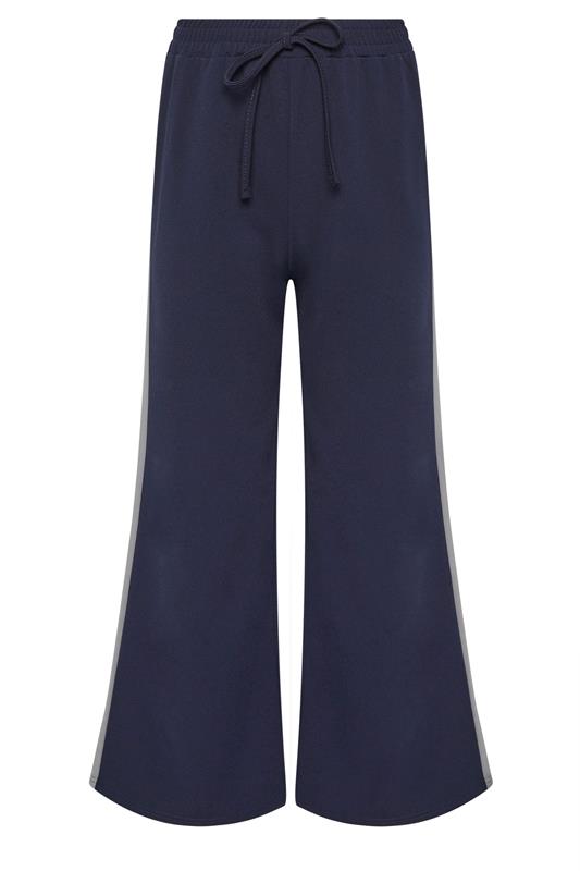 PixieGirl Petite Women's Navy Blue Side Stripe Wide Leg Trousers | PixieGirl 6