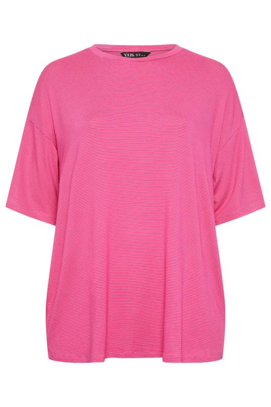 YOURS Plus Size Pink Oversized Boxy T-Shirt | Yours Clothing 5