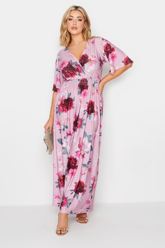 YOURS LONDON Plus Size Pink Floral Shirred Maxi Dress | Yours Clothing  1