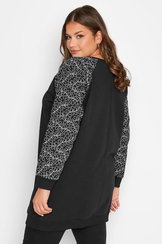 Curve Plus-Size Black Floral Raglan Embroidered Jumper | Yours Clothing 3