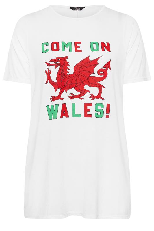LIMITED COLLECTION Plus Size White World Cup 'Come On Wales' Slogan T-Shirt | Yours Clothing 6