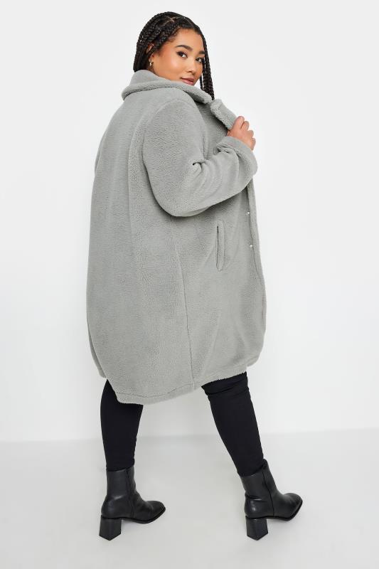 YOURS Plus Size Grey Faux Fur Coat | Yours Clothing 3