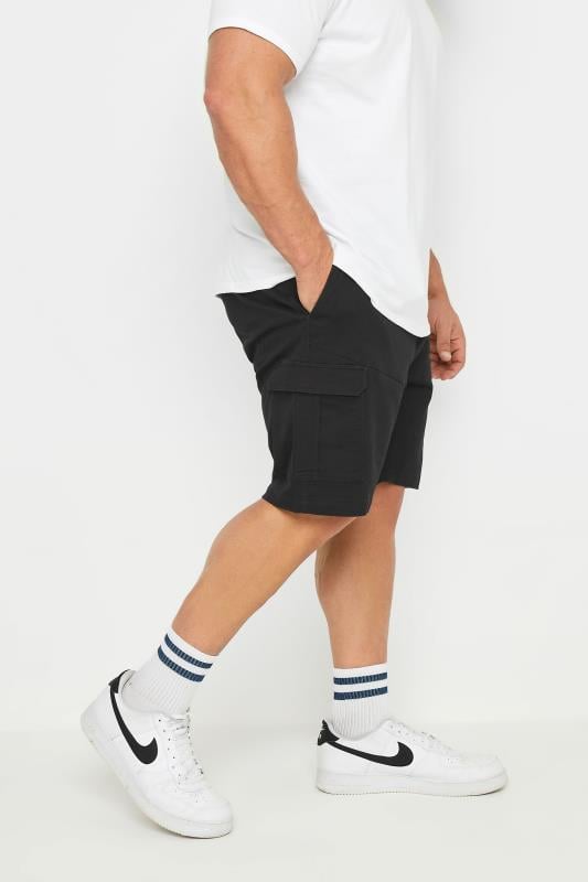 BadRhino Big & Tall Black Elasticated Waist Cargo Shorts | BadRhino 1