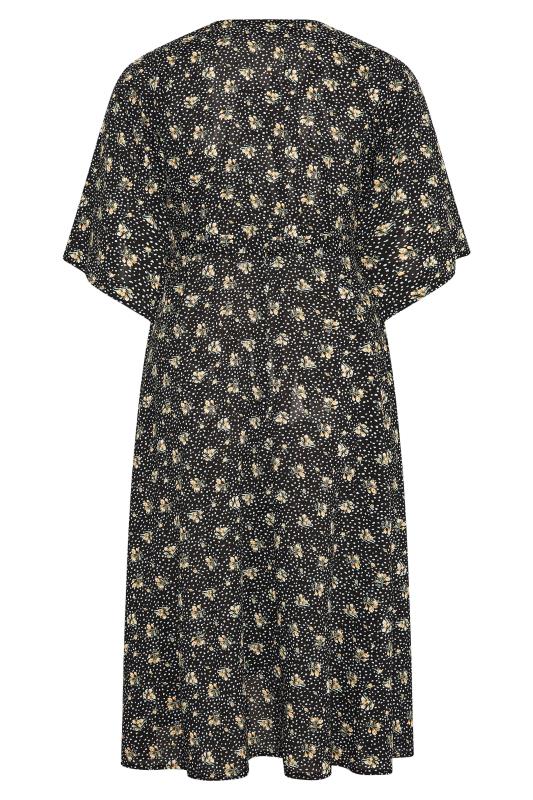 YOURS LONDON Plus Size Black Floral Midaxi Wrap Dress | Yours Clothing 7