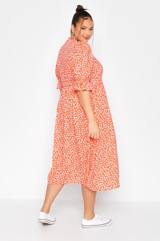 LIMITED COLLECTION Curve Orange Ditsy Wrap Dress 3