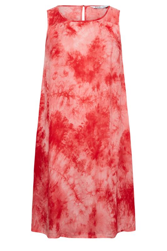 YOURS Plus Size Curve Coral Orange Tie Dye Print Swing Dress| Yours Clothing  6