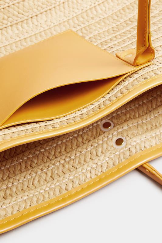 Brown & Yellow Straw Beach Bag | Yours Clothing 6