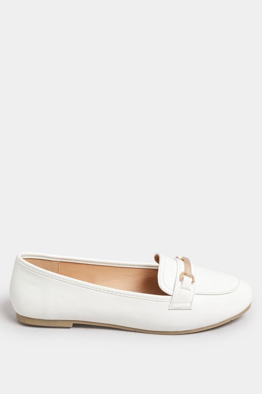 White Buckle Loafers In Extra Wide EEE Fit | Yours Clothing 3
