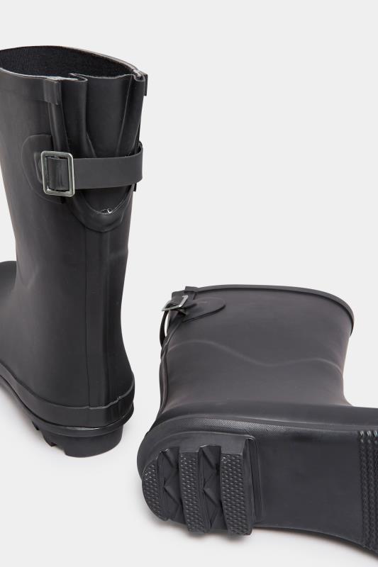 Black Mid Calf Wellies In Wide E Fit | Yours Clothing 6