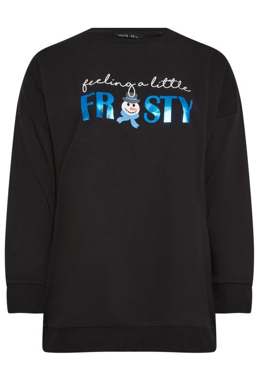 LIMITED COLLECTION Plus Size Black 'Feeling A Little Frosty' Slogan Christmas Top | Yours Clothing 7