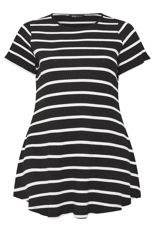 YOURS Plus Size Black Stripe Swing Crew Neck Top | Yours Clothing 5