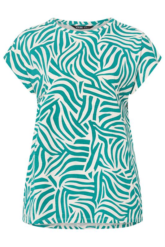 YOURS Plus Size Teal Blue Zebra Print T-Shirt | Yours Clothing 5