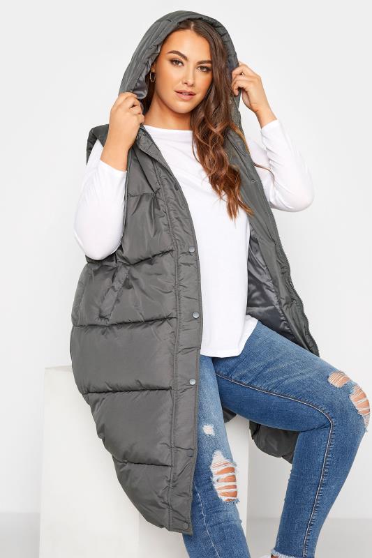 Curve Grey Maxi Panelled Puffer Gilet 4