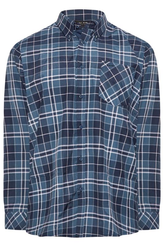 KAM Big & Tall Blue Check Print Long Sleeve Shirt | BadRhino 1